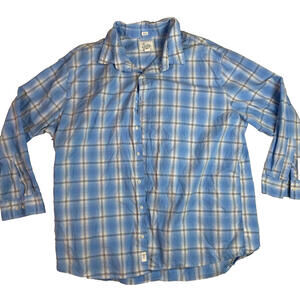 Bixby Nomad 3XL Tall Regular Fit Mens Cotton Western  Button Up Blue White Plaid